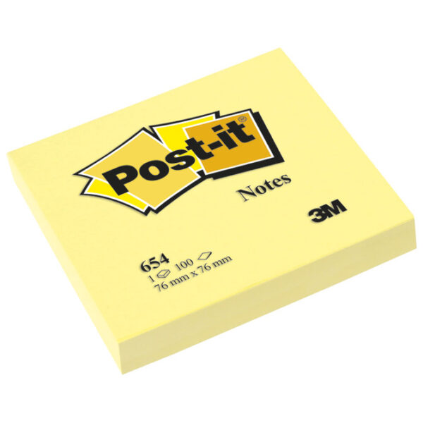 Blok samoljepljiv 76x76mm 100L Post-it 3M.654 žuti