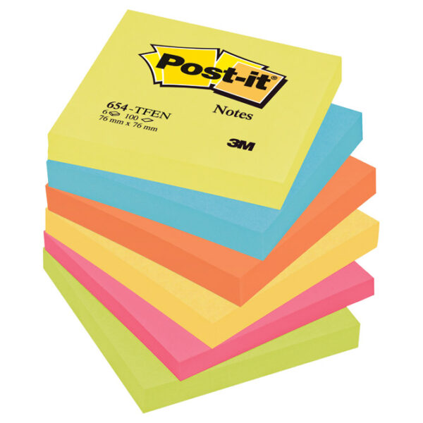 Blok samoljepljiv 76x76mm 100L Post-it Energetic 3M.654-TFEN sortirano