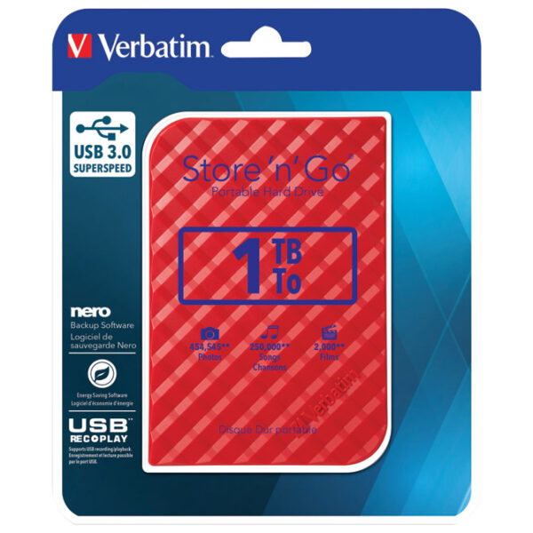 Hard disk 2.5" 1TB USB 3.0 - 3D surface Verbatim 53203 crveni blister